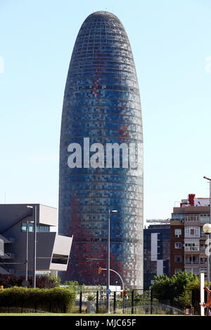 Barcelona, Spain June 12, 2013 Agbar Tower Now one of the symbols of Barcelona Stock Photo