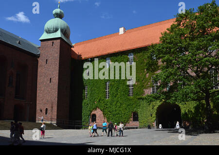 Courtyard in Stockholm City Hall, Sweden’s famous building that houses the Municipal Council and being the venue of the Nobel Prize banquet Stock Photo