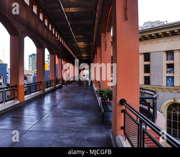 SAN DIEGO/CALIFORNIA - AUGUST 17, 2017: Hall way in Westfield Horton Plaza Shopping Center in San Diego Downtown. Stock Photo