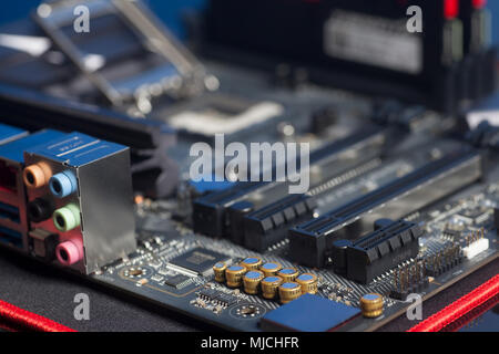 Mother board computer circuit with USB Audio,Ethernet Connector USB 3,0, HDMI Stock Photo