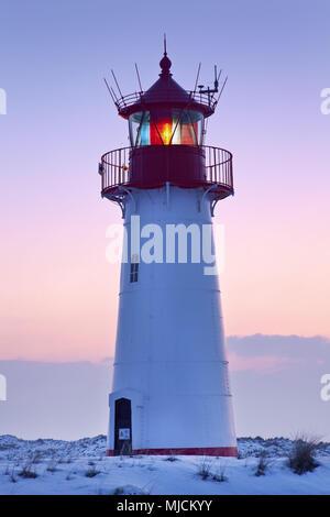 Western lighthouse on Lister Ellenbogen, List, island Sylt, the North Frisians, Schleswig - Holstein, Germany, Stock Photo