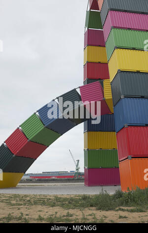 The city of Le Havre celebrates its 500th annivesary, Catène de Containers by Vincent Ganivet Stock Photo