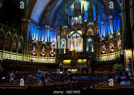 Interior of the Notre-Dame Basilica in Montreal Stock Photo