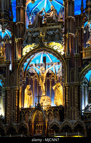 Interior of the Notre-Dame Basilica in Montreal Stock Photo