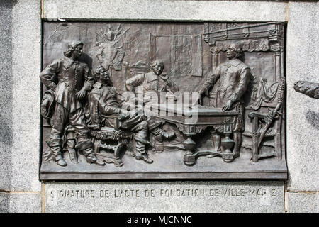 Relief at Maisonneuve Monument in Place d'Armes in Montreal Stock Photo