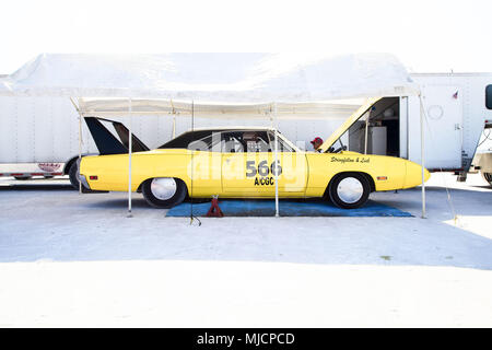 Self-built racing car, Bonneville Speed Week, Great Salt Lake, Utah, USA Stock Photo