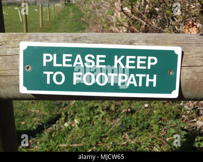 Please Keep To The Footpath Sign Stock Photo