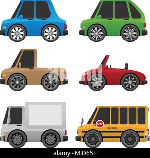 Cute Cars and Trucks Vector Illustration Stock Vector