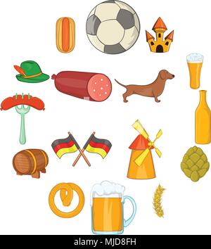 Germany icons set, cartoon style Stock Vector