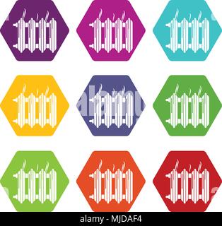 Cast-iron battery icons set 9 vector Stock Vector