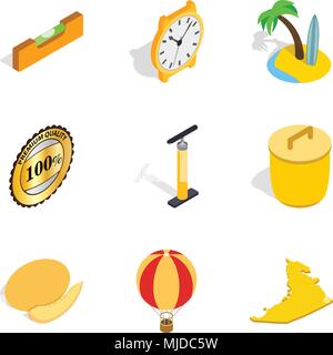 Optimal place icons set, isometric style Stock Vector
