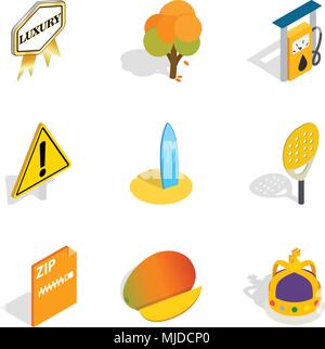 Running icons set, isometric style Stock Vector