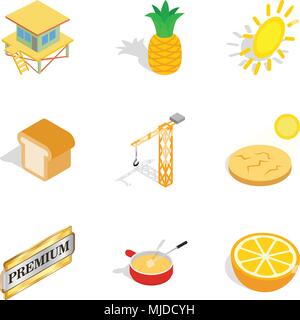 World gen icons set, isometric style Stock Vector