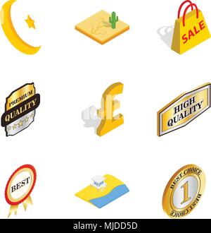 Free world icons set, isometric style Stock Vector