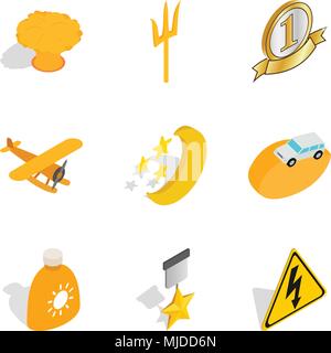 Best place icons set, isometric style Stock Vector