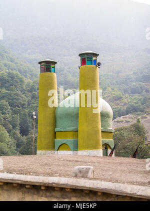 Masouleh Village in the Elburs mountains in Iran, mosque Stock Photo