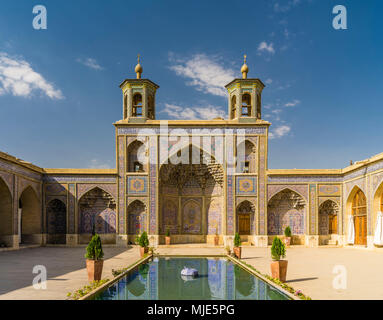 Inner courtyard of the Nasir al-Mulk Mosque / Pink Mosque in Shiraz Stock Photo