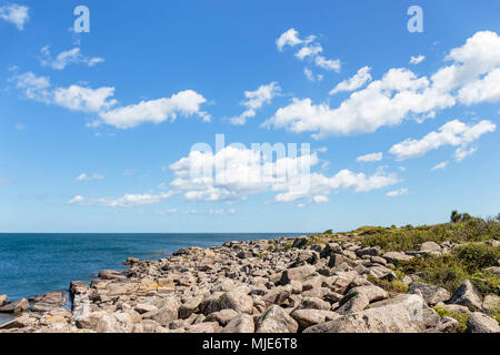 The rocky east coast, south of Årsdale, Europe, Denmark, Bornholm, Stock Photo