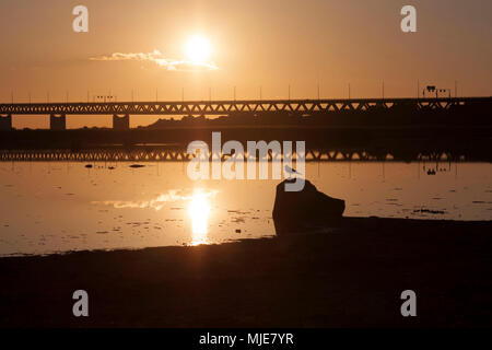 Oresund bridge in the sunset Stock Photo