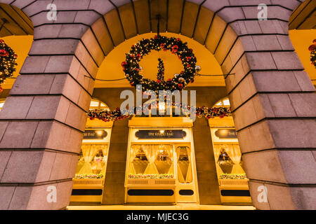 England, London, Piccadilly, The Ritz Shopping Arcade with Christmas Decorations Stock Photo