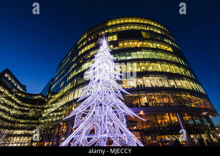 England, London, Southwark, London Bridge City, Christmas Tree and More London Riverside Complex Stock Photo