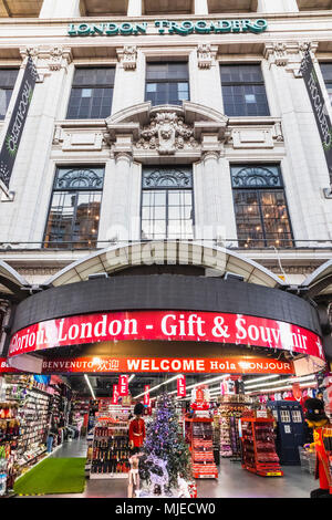 England, London, Coventry Street, London Trocadero Building, Souvenir Shops Stock Photo