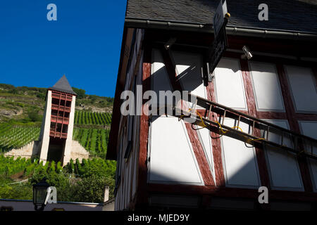 Old town of Bacharach, half-timbered buildings, UNESCO World Heritage, Mittelrheintal valley, Rhineland-Palatinate, Germany, Europe Stock Photo