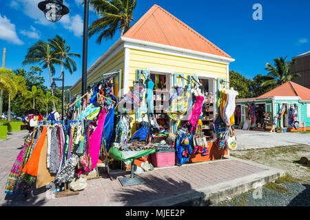 Colourful souvenir shops in Roadtown, Tortola, British Virgin Islands Stock Photo