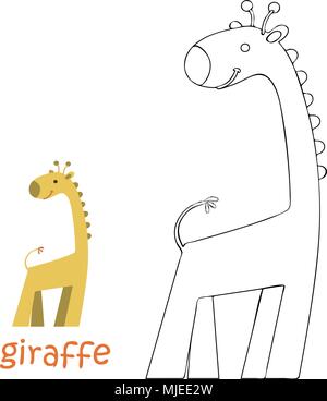 Kids coloring page - giraffe Stock Vector
