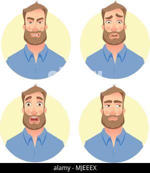 evil face of man - set Stock Vector