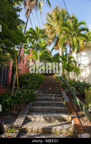 99 steps, little alley in Charlotte Amalie capital of St. Thomas, US Virgin Islands Stock Photo