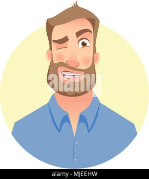 Face of man with beard Stock Vector