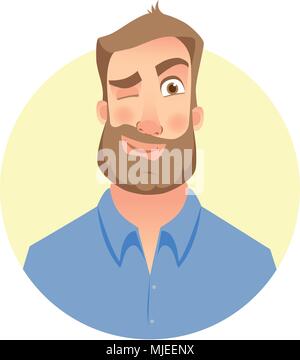 Face of man with beard Stock Vector