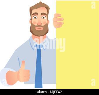 Cartoon of Man or Businessman Holding Empty or Blank Sign Stock Vector ...