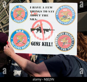 Dallas, Texas, USA. 04th May, 2018. 'Stand Up to the NRA' and other groups of protesters demonstrate during the National Rifle Association's 2018 convention. Credit: Brian Cahn/ZUMA Wire/Alamy Live News Stock Photo