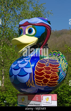 Ironbridge Gorge, Shropshire, UK. 5th May, 2018. The ‘Mawster Peaquack’ art duck from the ‘Let’s Go Quackers’ Art Installation, part of the May Bank Holiday celebrations in the Ironbridge Gorge in Shropshire, England. Credit: Rob Carter/Alamy Live News Stock Photo