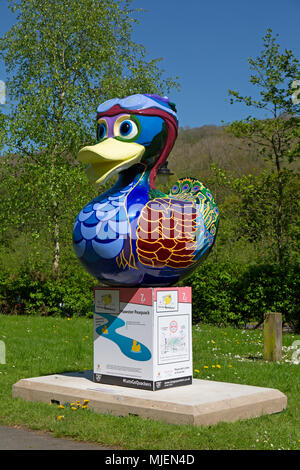 Ironbridge Gorge, Shropshire, UK. 5th May, 2018. The ‘Mawster Peaquack’ art duck from the ‘Let’s Go Quackers’ Art Installation, part of the May Bank Holiday celebrations in the Ironbridge Gorge in Shropshire, England. Credit: Rob Carter/Alamy Live News Stock Photo