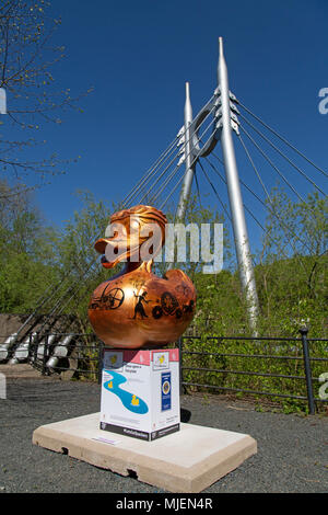 Ironbridge Gorge, Shropshire, UK. 5th May, 2018. The '˜Once Upon A Fairytale' art duck from the '˜Let's Go Quackers' Art Installation, part of the May Bank Holiday celebrations in the Ironbridge Gorge in Shropshire, England. Credit: Rob Carter/Alamy Live News Stock Photo