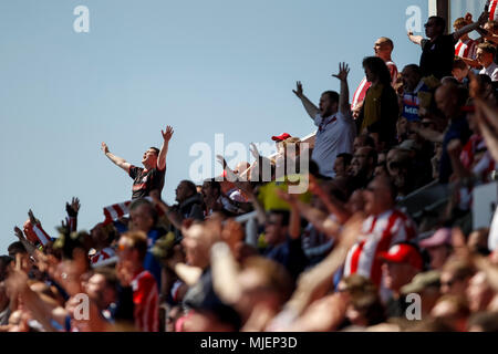 Stoke-on-Trent, UK. 5th May, 2018. Stoke City fans during the Premier League match between Stoke City and Crystal Palace at Bet365 Stadium on May 5th 2018 in Stoke-on-Trent, England. (Photo by Daniel Chesterton/phcimages.com) Credit: PHC Images/Alamy Live News Stock Photo