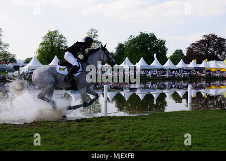 Gloucestershire, UK.5th May 2018. Oliver Townend riding Ballaghmor Class during the Cross Country Phase of the 2018 Mitsubishi Motors Badminton Horse Trials, Badminton, United Kingdom. Jonathan Clarke/Alamy Live News Stock Photo