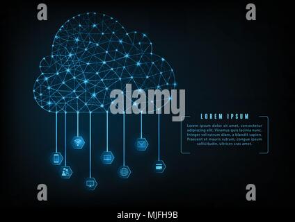 Cloud computing concept.Abstract cloud connection technology background. Stock Vector