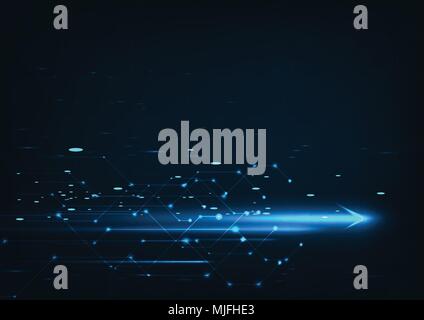 Abstract speed technology concept. with stripes motion blur moving fast over dark background. Stock Vector