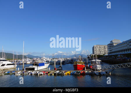 Boats and tenders in the marina, Cairns, Queensland, Australia. No PR Stock Photo