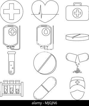 Set of black and white medical themed icons in a 3D style Stock Vector ...