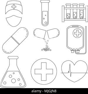 Set of black and white medical themed icons in a 3D style Stock Vector ...