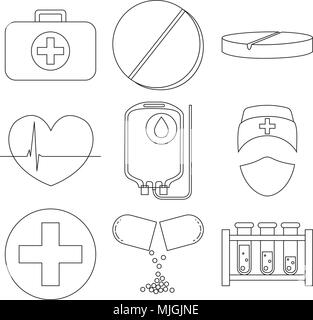 Set of black and white medical themed icons in a 3D style Stock Vector ...