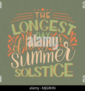 Summer solstice lettering. Elements for invitations, posters, greeting cards Stock Vector