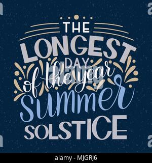 Summer solstice lettering. Elements for invitations, posters, greeting cards Stock Vector