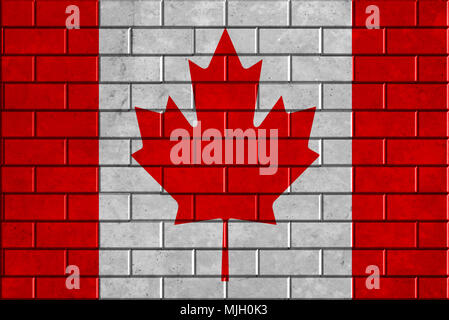 Canada flag brick wall background Stock Photo