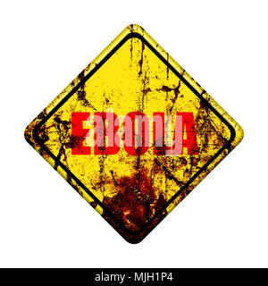 Ebola virus  yellow road sign on white background Stock Photo